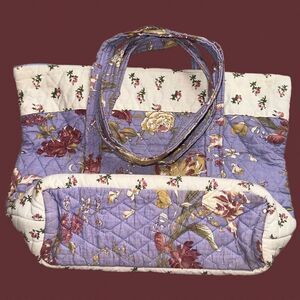 Vera Bradley inspired ✨ Floral Quilted Tote Bag Purple Cream